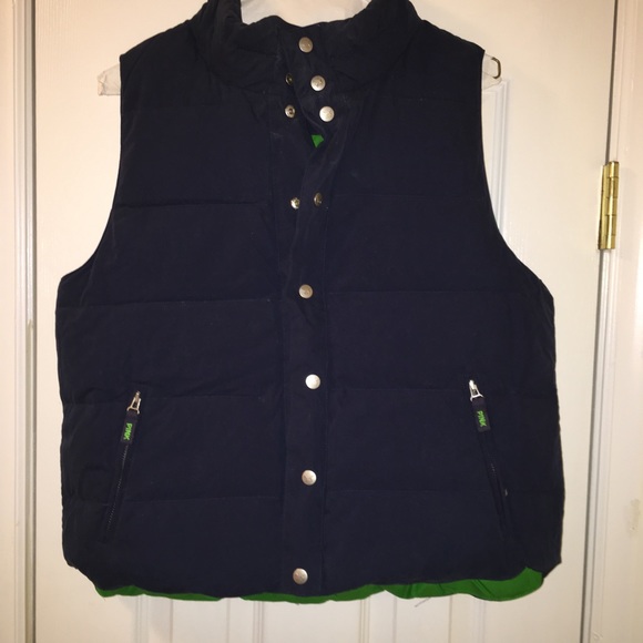 EUC Reversible PINK down navy and green vest Sz. M - Picture 6 of 8